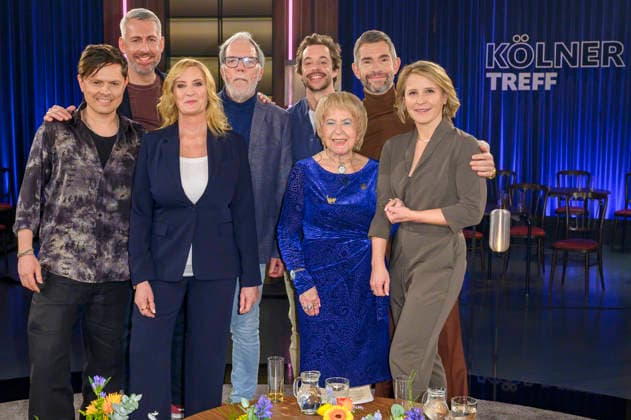Michael Patrick Kelly, Sebastian Pufpaff, Claudia Kleinert, Wolfgang Trepper, Tobias Krell, Anneliese Hackmann, Micky Beisenherz und Susan Link bei der Aufzeichnung der WDR-Talkshow Kölner Treff im WDR Studio BS 3. Köln, 09.01.2026