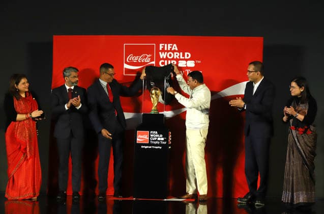 January 10, 2026, New Delhi, New Delhi, India: NEW DELHI, INDIA January 10, 2026: Union Minister of Youth Affairs and Sports Dr. Mansukh Mandaviya joins former Brazilian World Cup winner Gilberto D™Silva, sports historian Boria Majumdar, FIFA officials and Coca-Cola India leadership during the official unveiling of the original FIFA World Cupâ ¢ Trophy at the launch of the FIFA World Cupâ ¢ Trophy Tour in New Delhi. The event marks the Trophy™s arrival in India as part of the global tour ahead of the FIFA World Cupâ ¢..Photog: .City: New Delhi.Country: India.Category: INT New Delhi India - ZUMAd288 20260110_zip_d288_011 Copyright: xDeepakx