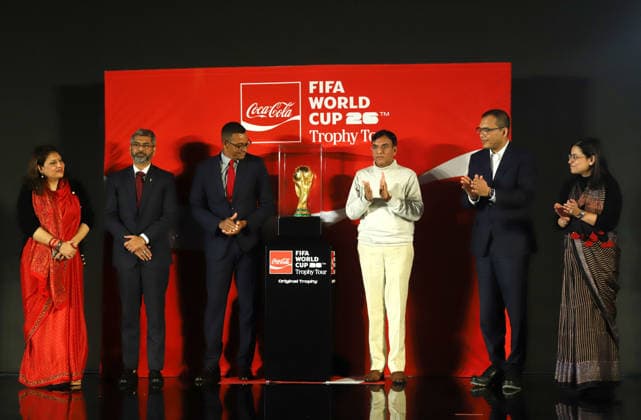 January 10, 2026, New Delhi, New Delhi, India: NEW DELHI, INDIA January 10, 2026: Union Minister of Youth Affairs and Sports Dr. Mansukh Mandaviya joins former Brazilian World Cup winner Gilberto D™Silva, sports historian Boria Majumdar, FIFA officials and Coca-Cola India leadership during the official unveiling of the original FIFA World Cupâ ¢ Trophy at the launch of the FIFA World Cupâ ¢ Trophy Tour in New Delhi. The event marks the Trophy™s arrival in India as part of the global tour ahead of the FIFA World Cupâ ¢..Photog: .City: New Delhi.Country: India.Category: INT New Delhi India - ZUMAd288 20260110_zip_d288_013 Copyright: xDeepakx