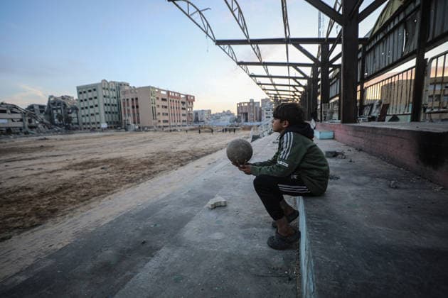 Displaced Palestinian youths play football on a destroyed pitch inside the devastated Islamic University in central Gaza City Displaced Palestinian youths play football on a destroyed pitch inside the devastated Islamic University in central Gaza City on January 10, 2026, trying to find moments of normalcy amidst the ongoing destruction and conflict in the Gaza Strip. Photo by Omar Ashtawy apaimages Gaza city Gaza Strip Palestinian Territory 100126_Gaza_OSH_00(23) Copyright: xapaimagesxOmarxAshtawyx xapaimagesx