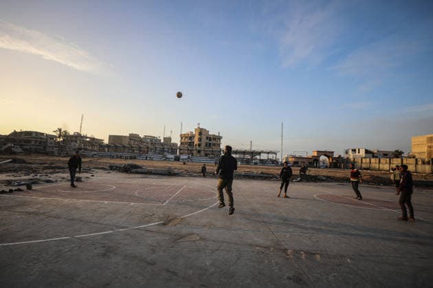 Displaced Palestinian youths play football on a destroyed pitch inside the devastated Islamic University in central Gaza City Displaced Palestinian youths play football on a destroyed pitch inside the devastated Islamic University in central Gaza City on January 10, 2026, trying to find moments of normalcy amidst the ongoing destruction and conflict in the Gaza Strip. Photo by Omar Ashtawy apaimages Gaza city Gaza Strip Palestinian Territory 100126_Gaza_OSH_00(13) Copyright: xapaimagesxOmarxAshtawyx xapaimagesx