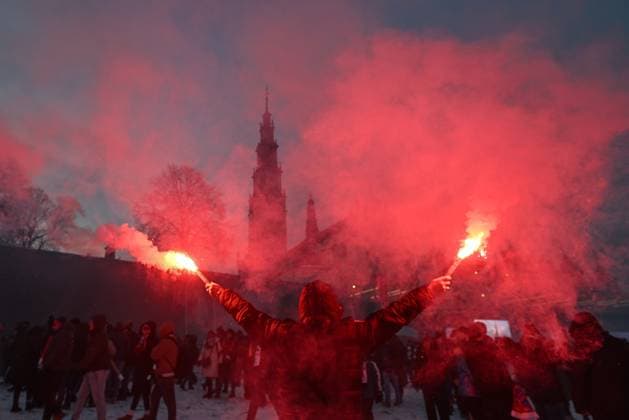 President Nawrocki Attends National Patriotic Football Fans’ Pilgrimage CZESTOCHOWA, POLAND - JANUARY 10: Football supporters from across Poland hold lit flares while singing the national anthem during the 18th National Patriotic Pilgrimage of Football Fans at the Jasna Góra Monastery in Czestochowa, Poland. Artur Widak Anadolu Czestochowa Poland. Editorial use only. Please get in touch for any other usage.  Copyright: x2026xAnadoluxArturxWidakx