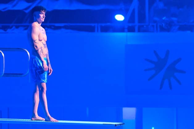 10.01.2026, xlakx, Entertainment, TV Total Turmspringen v.l. Marcel Nguyen Ex-Turner und Titelverteidiger wagt sich bei der 15. Ausgabe des TV Total Turmspringen in Berlin von den Sprungbrettern der Schwimm- und Sprunghalle im Europasportpark (SSE) ein spektakulaeres Highlight der Show auf ProSieben. Berlin