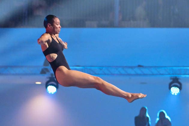 10.01.2026, xlakx, Entertainment, TV Total Turmspringen v.l. Annabelle Mandeng Schauspielerin wagt sich bei der 15. Ausgabe des TV Total Turmspringen in Berlin von den Sprungbrettern der Schwimm- und Sprunghalle im Europasportpark (SSE) ein spektakulaeres Highlight der Show auf ProSieben. Berlin