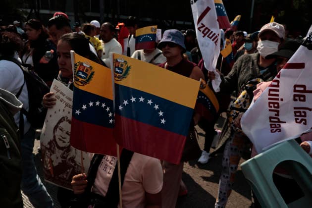 January 10, 2026, Mexico City, Cdmx, Mexico: Mexican protesters and social organizations are demonstrating against the actions of US President DONALD TRUMP against Venezuela and its former president, NICOLAS MADURO. With posters, giant banners, and Venezuelan flags, they are showing their support for MADURO and his vice president, DELCY RODRIGUEZ, who has assumed the presidency due to the country s situation. Chanting slogans like Yankees out of Latin America and Trump, imperialist terrorist, the protesters are demanding the immediate release of NICOLAS MADURO, whom they claim is being held captive by DONALD TRUMP. This comes as protests against these actions spread worldwide, with many believing TRUMP S true objective is to seize V - ZUMAp204 20260110_zip_p204_006 Copyright: xJosuexPerezx