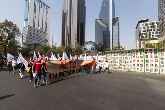 January 10, 2026, Mexico City, Mexico: Hundreds of people joined the March against Imperialism, from the Angel of Independence to Plaza Palestina Libre, following the capture of NICOLAS MADURO and his wife, CILIA FLORES, by US forces. Demonstrators expressed solidarity with the Venezuelan people. Mexico City Mexico - ZUMAl178 20260110_znp_l178_021 Copyright: xCristianxLeyvax
