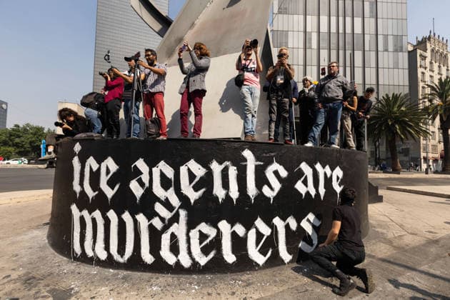 January 10, 2026, Mexico City, Mexico: Hundreds of people joined the March against Imperialism, from the Angel of Independence to Plaza Palestina Libre, following the capture of NICOLAS MADURO and his wife, CILIA FLORES, by US forces. Demonstrators expressed solidarity with the Venezuelan people. Mexico City Mexico - ZUMAl178 20260110_znp_l178_033 Copyright: xCristianxLeyvax