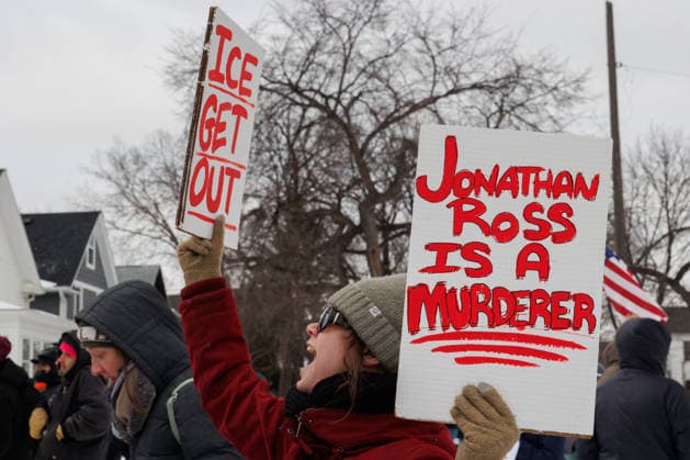 Thousands march against ICE in Minneapolis MINNESOTA, USA - JANUARY 10: Several thousand people attended the ICE out of Minnesota rally and march in Minneapolis, Minnesota, January 10, 2026. Madison Thorn Anadolu Minnesota United States. Editorial use only. Please get in touch for any other usage.  Copyright: x2026xAnadoluxMadisonxThornx