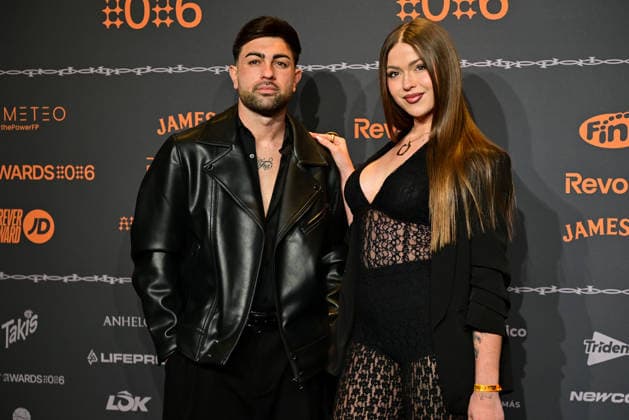 January 10, 2026, Madrid, Madrid, SPAIN: Content creators and guests pose on the black carpet during the third edition of the Army Awards, held on Saturday, January 10, at the Madrid Arena in Madrid. Known as the â€oeinternet anti-awards,†the ceremony honors the most viral moments, trends, and personalities from social media over the past year in a script-free gala hosted by Ceciarmy and Santiago Segura. In the image, oÂlvaro oÂlvarez and Andrea Bueno Madrid SPAIN - ZUMAz108 20260110_znp_z108_190 Copyright: xRichardxZubelzux