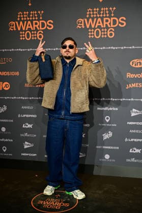 January 10, 2026, Madrid, Madrid, SPAIN: Content creators and guests pose on the black carpet during the third edition of the Army Awards, held on Saturday, January 10, at the Madrid Arena in Madrid. Known as the â€oeinternet anti-awards,†the ceremony honors the most viral moments, trends, and personalities from social media over the past year in a script-free gala hosted by Ceciarmy and Santiago Segura. In the image LoÂder J Madrid SPAIN - ZUMAz108 20260110_znp_z108_202 Copyright: xRichardxZubelzux