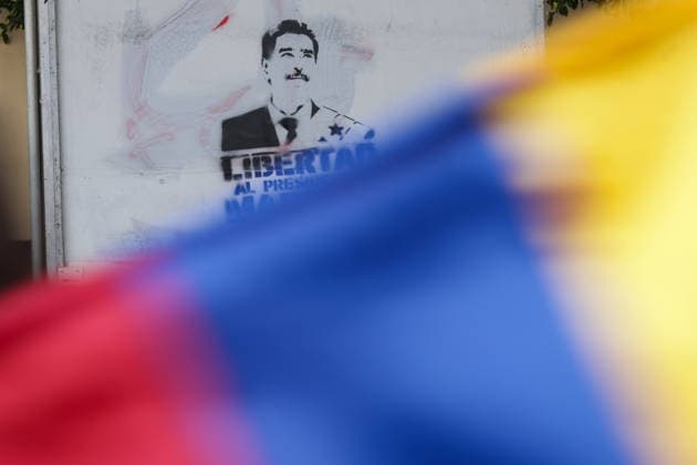 (260111) -- MEXICO CITY, Jan. 11, 2026 -- A slogan is seen during a protest condemning U.S. attack on Venezuela in Mexico City, Mexico, Jan. 10, 2026. (Photo by Xinhua) MEXICO-MEXICO CITY-U.S.-VENEZUELA-PROTEST FranciscoxCanedo 
