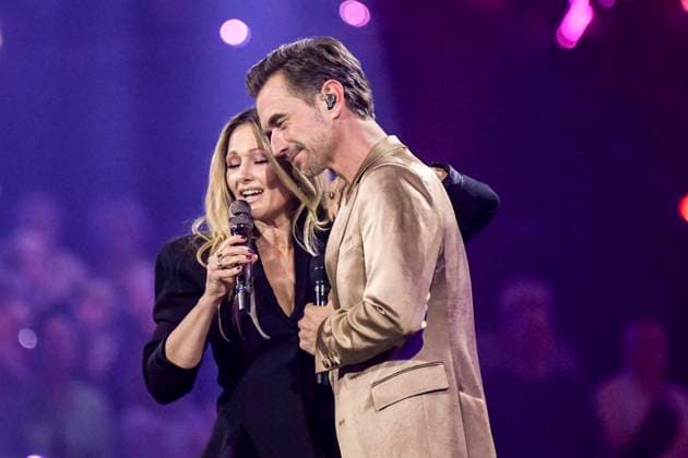 abb: Florian Silbereisen Moderator und Helene Fischer Saengerin auf der Buehne bei der ARD TV LIve Sendung bei den Schlagerchampions 2026 Das Grosse Fest der Besten auf der Buehne im Velodrom am 10.01.2026 in Berlin Berlin Germany