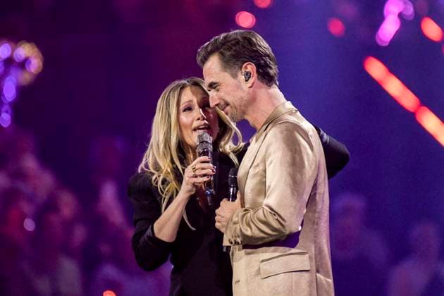 abb: Florian Silbereisen Moderator und Helene Fischer Saengerin auf der Buehne bei der ARD TV LIve Sendung bei den Schlagerchampions 2026 Das Grosse Fest der Besten auf der Buehne im Velodrom am 10.01.2026 in Berlin Berlin Germany