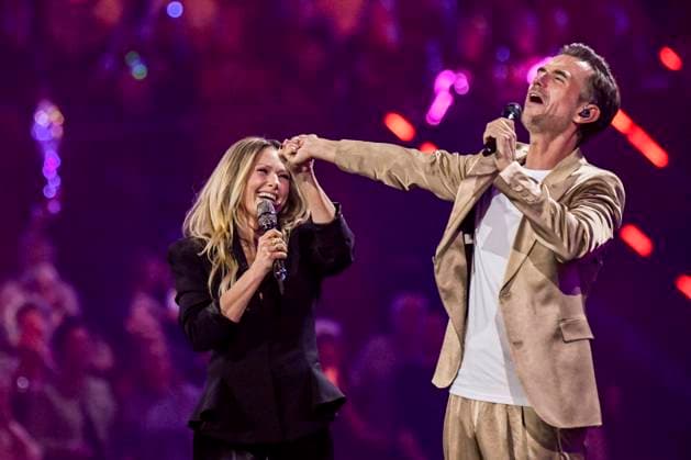 abb: Florian Silbereisen Moderator und Helene Fischer Saengerin auf der Buehne bei der ARD TV LIve Sendung bei den Schlagerchampions 2026 Das Grosse Fest der Besten auf der Buehne im Velodrom am 10.01.2026 in Berlin Berlin Germany