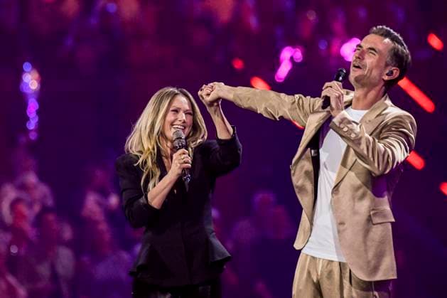 abb: Florian Silbereisen Moderator und Helene Fischer Saengerin auf der Buehne bei der ARD TV LIve Sendung bei den Schlagerchampions 2026 Das Grosse Fest der Besten auf der Buehne im Velodrom am 10.01.2026 in Berlin Berlin Germany
