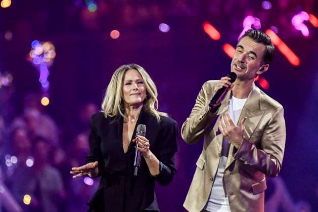 abb: Florian Silbereisen Moderator und Helene Fischer Saengerin auf der Buehne bei der ARD TV LIve Sendung bei den Schlagerchampions 2026 Das Grosse Fest der Besten auf der Buehne im Velodrom am 10.01.2026 in Berlin Berlin Germany