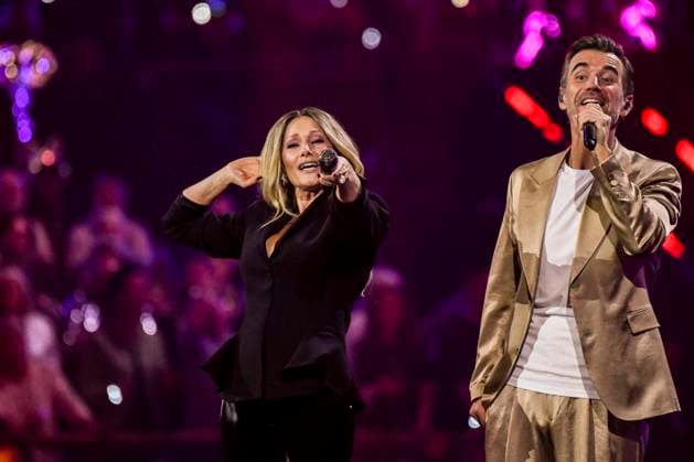 abb: Florian Silbereisen Moderator und Helene Fischer Saengerin auf der Buehne bei der ARD TV LIve Sendung bei den Schlagerchampions 2026 Das Grosse Fest der Besten auf der Buehne im Velodrom am 10.01.2026 in Berlin Berlin Germany