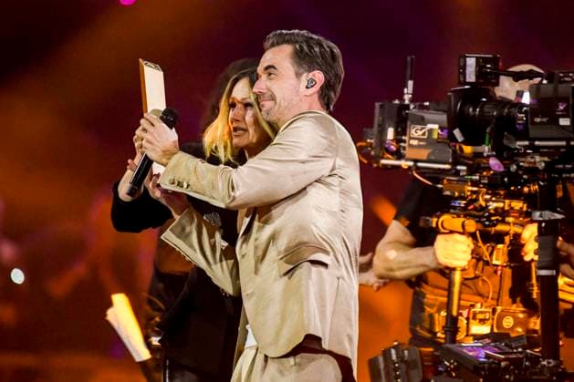 abb: Florian Silbereisen Moderator und Helene Fischer Saengerin auf der Buehne bei der ARD TV LIve Sendung bei den Schlagerchampions 2026 Das Grosse Fest der Besten auf der Buehne im Velodrom am 10.01.2026 in Berlin Berlin Germany