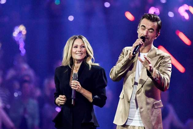 abb: Florian Silbereisen Moderator und Helene Fischer Saengerin auf der Buehne bei der ARD TV LIve Sendung bei den Schlagerchampions 2026 Das Grosse Fest der Besten auf der Buehne im Velodrom am 10.01.2026 in Berlin Berlin Germany
