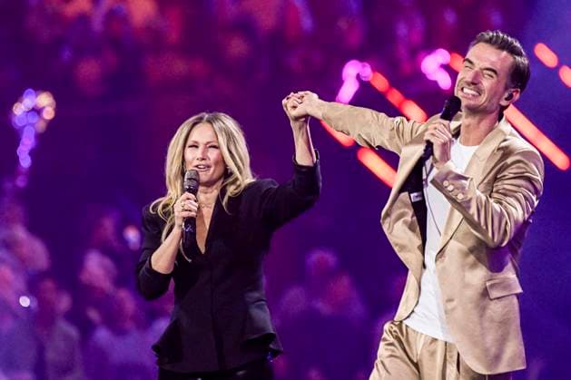abb: Florian Silbereisen Moderator und Helene Fischer Saengerin auf der Buehne bei der ARD TV LIve Sendung bei den Schlagerchampions 2026 Das Grosse Fest der Besten auf der Buehne im Velodrom am 10.01.2026 in Berlin Berlin Germany