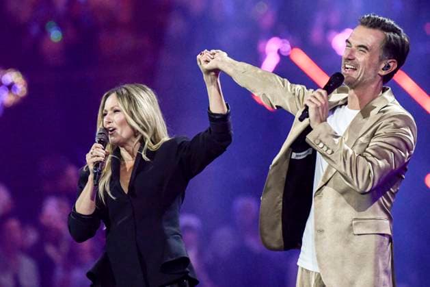 abb: Florian Silbereisen Moderator und Helene Fischer Saengerin auf der Buehne bei der ARD TV LIve Sendung bei den Schlagerchampions 2026 Das Grosse Fest der Besten auf der Buehne im Velodrom am 10.01.2026 in Berlin Berlin Germany