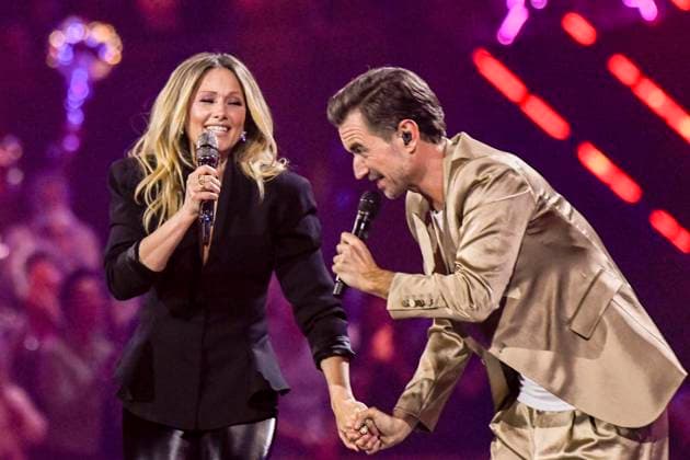 abb: Florian Silbereisen Moderator und Helene Fischer Saengerin auf der Buehne bei der ARD TV LIve Sendung bei den Schlagerchampions 2026 Das Grosse Fest der Besten auf der Buehne im Velodrom am 10.01.2026 in Berlin Berlin Germany