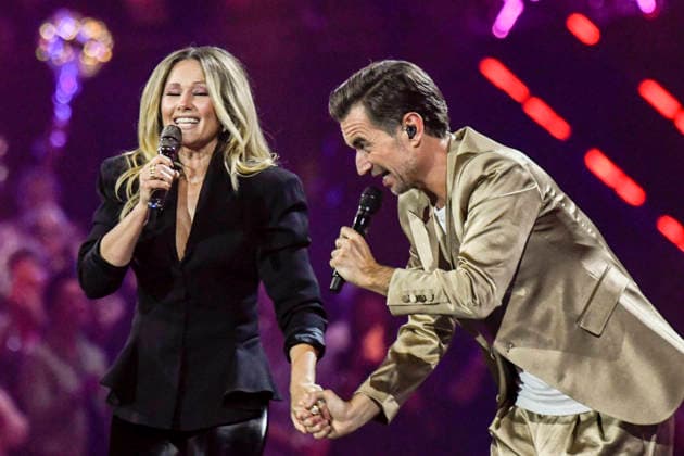 abb: Florian Silbereisen Moderator und Helene Fischer Saengerin auf der Buehne bei der ARD TV LIve Sendung bei den Schlagerchampions 2026 Das Grosse Fest der Besten auf der Buehne im Velodrom am 10.01.2026 in Berlin Berlin Germany