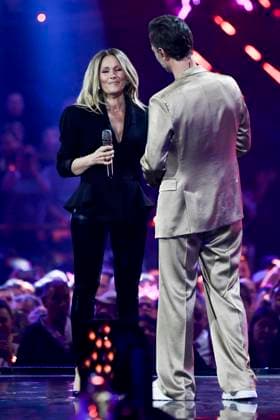 abb: Florian Silbereisen Moderator und Helene Fischer Saengerin auf der Buehne bei der ARD TV LIve Sendung bei den Schlagerchampions 2026 Das Grosse Fest der Besten auf der Buehne im Velodrom am 10.01.2026 in Berlin Berlin Germany