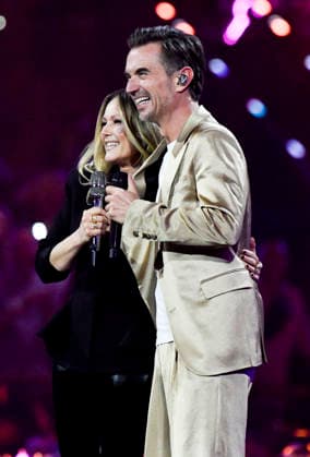 abb: Florian Silbereisen Moderator und Helene Fischer Saengerin auf der Buehne bei der ARD TV LIve Sendung bei den Schlagerchampions 2026 Das Grosse Fest der Besten auf der Buehne im Velodrom am 10.01.2026 in Berlin Berlin Germany