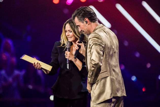 abb: Florian Silbereisen Moderator und Helene Fischer Saengerin auf der Buehne bei der ARD TV LIve Sendung bei den Schlagerchampions 2026 Das Grosse Fest der Besten auf der Buehne im Velodrom am 10.01.2026 in Berlin Berlin Germany