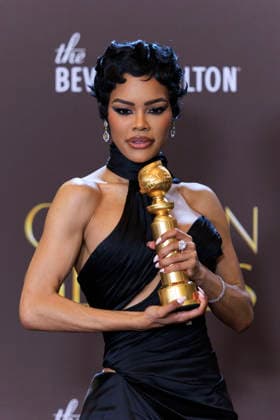 January 11, 2026, Beverly Hills, California, USA: Teyana Taylor in the press room during the 83rd Annual Golden Globe Awards on Sunday, January 11, 2026, at the Beverly Hilton in Beverly Hills, California. ARIANA RUIZ BNS PI Beverly Hills USA - ZUMAp124 20260111_zaa_p124_337 Copyright: xArianaxRuizx