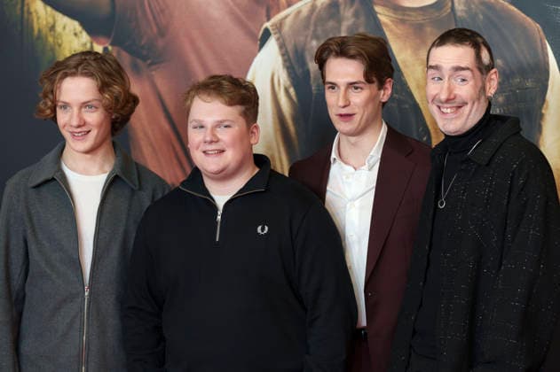 Levi Brandl, Julius Weckauf, Nevio Wendt und Tim Dünschede bei der Premiere des Kinofilms Die drei ??? - Toteninsel im Mathäser Filmpalast. München, 11.01.2026