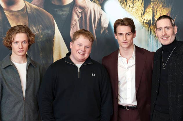 Levi Brandl, Julius Weckauf, Nevio Wendt und Tim Dünschede bei der Premiere des Kinofilms Die drei ??? - Toteninsel im Mathäser Filmpalast. München, 11.01.2026