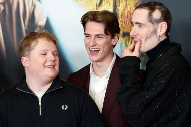 Julius Weckauf, Nevio Wendt und Tim Dünschede bei der Premiere des Kinofilms Die drei ??? - Toteninsel im Mathäser Filmpalast. München, 11.01.2026
