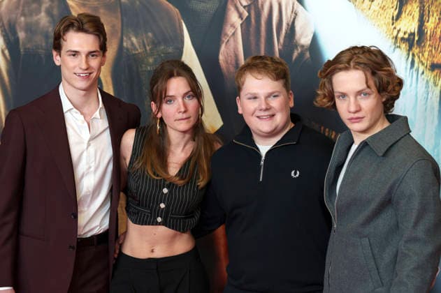 Nevio Wendt, Momo Beier, Julius Weckauf und Levi Brandl bei der Premiere des Kinofilms Die drei ??? - Toteninsel im Mathäser Filmpalast. München, 11.01.2026
