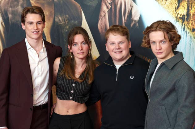 Nevio Wendt, Momo Beier, Julius Weckauf und Levi Brandl bei der Premiere des Kinofilms Die drei ??? - Toteninsel im Mathäser Filmpalast. München, 11.01.2026