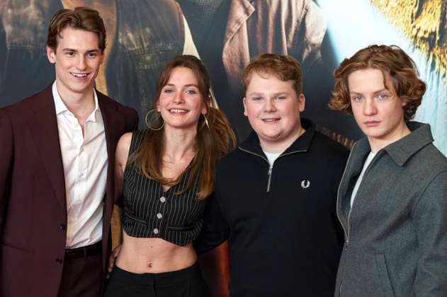 Nevio Wendt, Momo Beier, Julius Weckauf und Levi Brandl bei der Premiere des Kinofilms Die drei ??? - Toteninsel im Mathäser Filmpalast. München, 11.01.2026