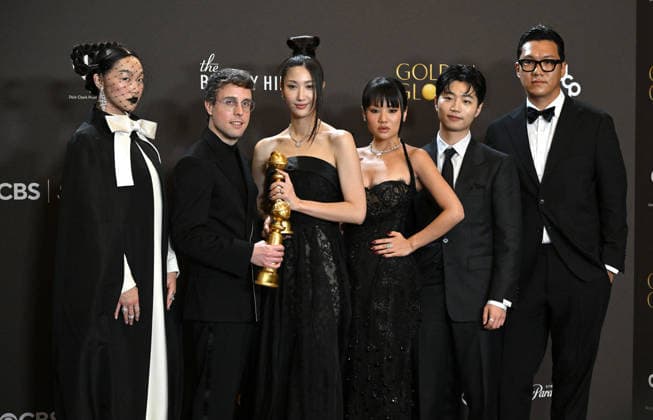 83rd Annual Golden Globes - Press Room Audrey Nuna, Mark Sonnenblick. EJAE, Rei Ami, Yuhan in the press room at the 83rd Golden Globe Awards at the Beverly Hilton Hotel on January 11, 2025 in Beverly Hills, CA. Beverly Hills Beverly Hilton Hotel California USA Copyright: xLISAxOConnor AFF-USA.comx