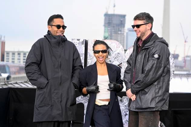 abb: Mickey Down Myha la Herrold Konrad Kay beim Fotocalls zum Start von HBO Max A Knight of the Seven Kingdoms der US amerikanischen Fantasyserie mein munus Graden auf der winterlichen Dachterrasse des Humboldt- Forum Berlin am 12.01.2026 Berlin Deutschland