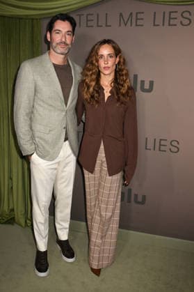 NEW YORK, NY - JANUARY 12: Tom Ellis and Meaghan Oppenheimer at Hulu™s Season 3 Tell Me Lies red carpet and Tastemaker event on January 12, 2026 at The Corner Store in New York City. Copyright: xMediaPunchx
