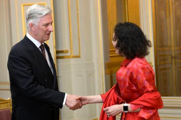 The King and Queen Of Belgium Receive The Leaders Of The European Institutions BRUSSELS, BELGIUM - JANUARY 13 : King Philippe of Belgium and Queen Mathilde of Belgium pictured receiving Hadja Lahbib (MR), European Commissioner for Preparedness, Crisis Management and Equality , on January 13, 2026 in Brussels, Belgium, 13 01 2026 Brussels Belgium  Copyright: xPhilipxReynaersx