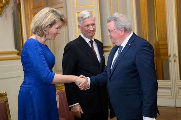 The King and Queen Of Belgium Receive The Leaders Of The European Institutions BRUSSELS, BELGIUM - JANUARY 13 : King Philippe of Belgium and Queen Mathilde of Belgium pictured receiving Peter Moors, Permanent Representative of Belgium to the European Union on January 13, 2026 in Brussels, Belgium, 13 01 2026 Brussels Belgium  Copyright: xPhilipxReynaersx