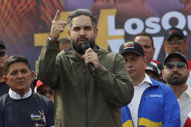 Protesters demand release of President Nicolas Maduro in Caracas CARACAS, VENEZUELA - 13 DE ENERO: Deputy Nicolas Maduro Guerra, son of ousted President Nicolas Maduro, attends a march in Caracas on January 13, 2026, to demand the release of Maduro and his wife Cilia Flores, snatched and taken to New York on January 3 to face trial on drug and weapons charges. Venezuela is working to identify the ‘human remains’ found after the United States attack that led to the fall of Nicolas Maduro and left around one hundred dead, Interior Minister Diosdado Cabello said on January 13,2026. Pedro Rances Mattey Anadolu Caracas Venezuela. Editorial use only. Please get in touch for any other usage.  Copyright: x2026xAnadoluxPedroxRancesxMatteyx