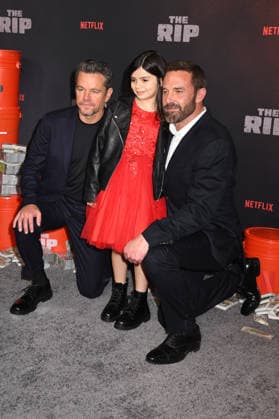 NEW YORK, NY - JANUARY 13: Matt Damon, Isabella Aparicio and Ben Affleck at the Netflix World premiere of The Rip at Alice Tully Hall on January 13, 2026 in New York City. Copyright: xMediaPunchx