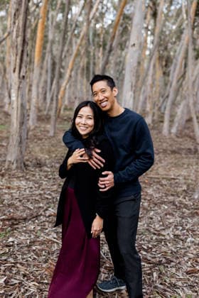 Asian Couple Posing in Eucalyptus Grove in San Diego San Diego, California, United States CR_JIDE260104-1916003-01 ,model released, Symbolfoto
