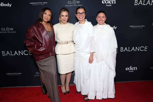 FilmHub & Siddhayatan Tirth productions present the Los Angeles red carpet premiere for the 4-Part docuseries Balance: A Perimenopause Journey at Pacific Design Centre Featuring: Jennie Mai, Alyssa Milano, Sadhvi Siddhali Shree, Sadhvi Anubhuti Where: Los Angeles, California, United States When: 13 Jan 2026 Credit: Faye s Vision Cover Images EDITORIAL USE ONLY. NOT FOR USE BY NEWSPAPERS BASED IN THE UK. Copyright: xx coverimg55381287