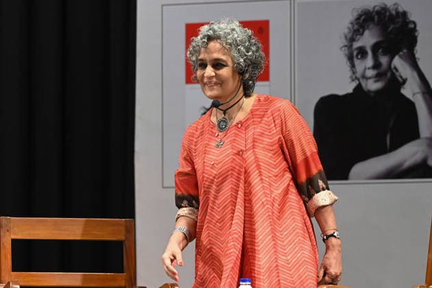KOLKATA, INDIA - JANUARY 14: Indian author Arundhati Roy during a conversation on her new memoir Mother Mary Comes To Me during a literary session at St. Xavier s College on January 14, 2026 in Kolkata, India. (Photo by Samir Jana Hindustan Times) Arundhati Roy Discusses Her New Memoir Mother Mary Comes To Me In Kolkata