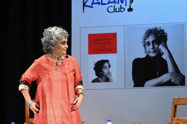 KOLKATA, INDIA - JANUARY 14: Indian author Arundhati Roy during a conversation on her new memoir Mother Mary Comes To Me during a literary session at St. Xavier s College on January 14, 2026 in Kolkata, India. (Photo by Samir Jana Hindustan Times) Arundhati Roy Discusses Her New Memoir Mother Mary Comes To Me In Kolkata