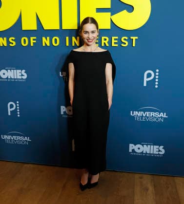 Emilia Clarke arrives on the red carpet for Peacock s Ponies New York premiere at Whitby Hotel on Wednesday, January 14, 2026 in New York City.  NYP20260114101 JOHNxANGELILLO