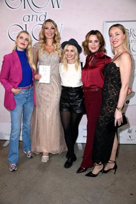 Tanja Bülter, Victoria Jancke, Susan Sideropoulos, Bettina Cramer und Lana Mueller beim Launch des Buches Grow & Glow von Victoria Jancke im The Visit Coffee, Roastery & Eatery Kudamm. Berlin, 14.01.2026